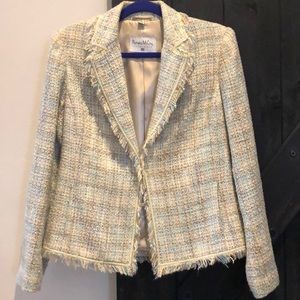 PAMELA McCOY Tweed Fringe Blazer